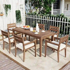 Table et chaises de salle à manger d'extérieur en bois d'acacia, idéales pour la terrasse