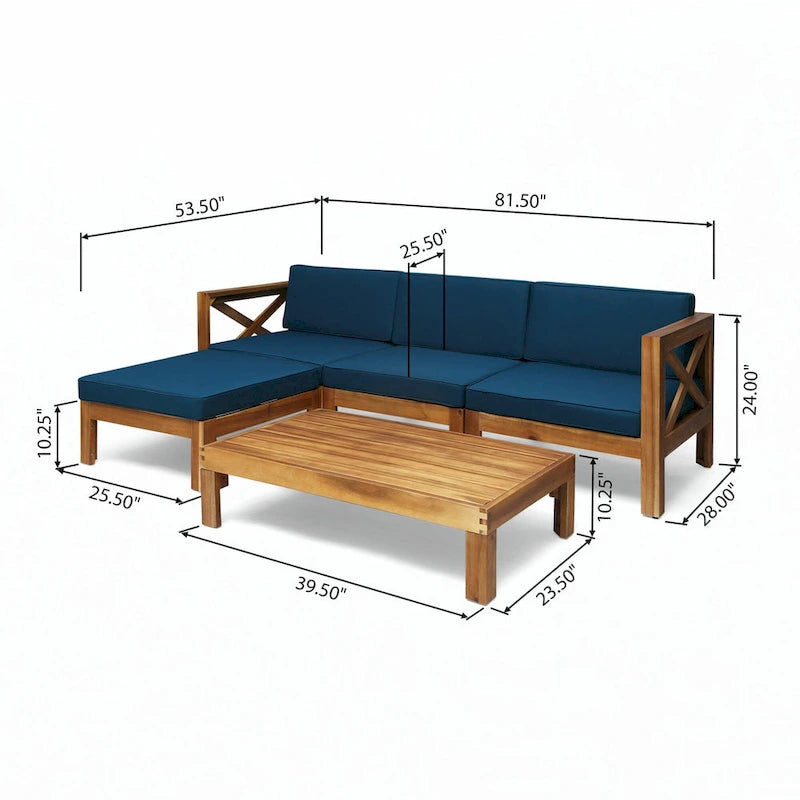 ENSEMBLE DE SALON D'EXTÉRIEUR D'ANGLE, TECK