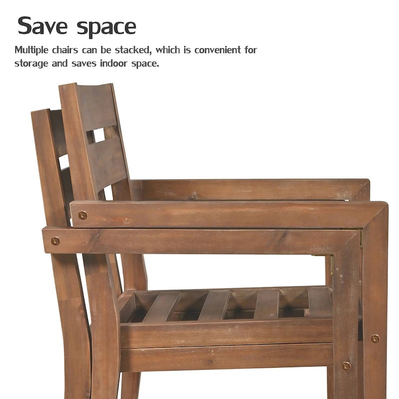 Ensemble de salle à manger d'extérieur en bois d'acacia, parfait pour le patio, le balcon ou le jardin.