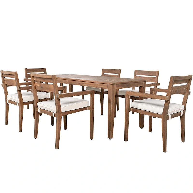 Ensemble de salle à manger d'extérieur en bois d'acacia, parfait pour le patio, le balcon ou le jardin.