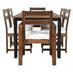 Ensemble de salle à manger d'extérieur 7 pièces en bois d'acacia avec trou pour parasol, 2 fauteuils et 4 chaises sans accoudoirs