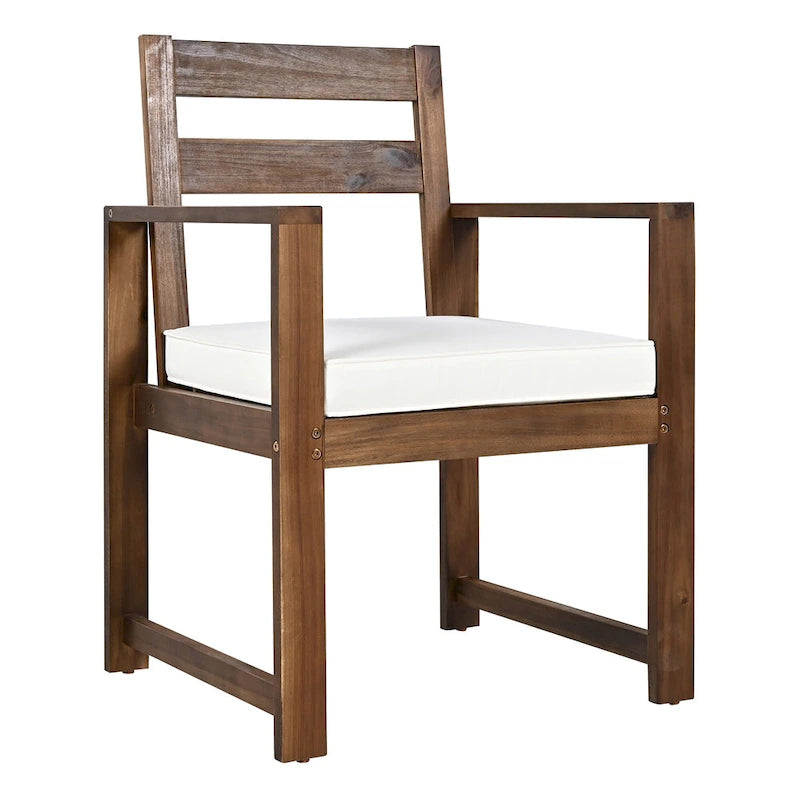 Ensemble de salle à manger d'extérieur 7 pièces en bois d'acacia avec trou pour parasol, 2 fauteuils et 4 chaises sans accoudoirs