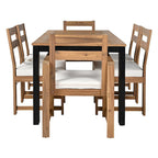 Ensemble de salle à manger d'extérieur 7 pièces en bois d'acacia avec trou pour parasol, 2 fauteuils et 4 chaises sans accoudoirs