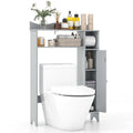 Meuble de rangement WC en MDF gris avec 2 étagères réglables, armoire latérale et porte-rouleau de papier toilette