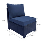 Ensemble de meubles de patio 7 pièces, canapé d'angle d'extérieur en rotin PE avec 2 fauteuils et table en verre trempé