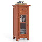 Meuble bas de salle de bain en MDF marron/noir avec porte en verre trempé, tiroir et étagère réglable