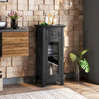 Meuble bas de salle de bain en MDF marron/noir avec porte en verre trempé, tiroir et étagère réglable