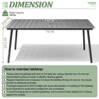 Table de salle à manger rectangulaire d'extérieur en aluminium de 7/9 pièces avec trou pour parasol et chaises pliantes incluses