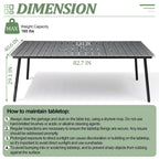 Table de salle à manger rectangulaire d'extérieur en aluminium de 7/9 pièces avec trou pour parasol et chaises pliantes incluses