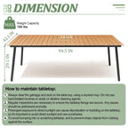 Table de salle à manger rectangulaire d'extérieur en aluminium de 7/9 pièces avec trou pour parasol et chaises pliantes incluses