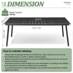 Table de salle à manger rectangulaire d'extérieur en aluminium de 7/9 pièces avec trou pour parasol et chaises pliantes incluses
