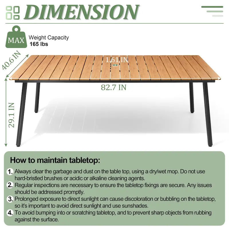 Table de salle à manger rectangulaire d'extérieur en aluminium de 7/9 pièces avec trou pour parasol et chaises pliantes incluses