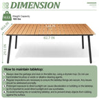 Table de salle à manger rectangulaire d'extérieur en aluminium de 7/9 pièces avec trou pour parasol et chaises pliantes incluses