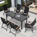 Table de salle à manger extérieure 7 pièces Table extensible en aluminium avec chaise pliante - N/A
