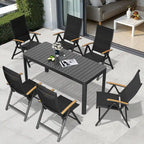 Table de salle à manger extérieure 7 pièces Table extensible en aluminium avec chaise pliante - N/A