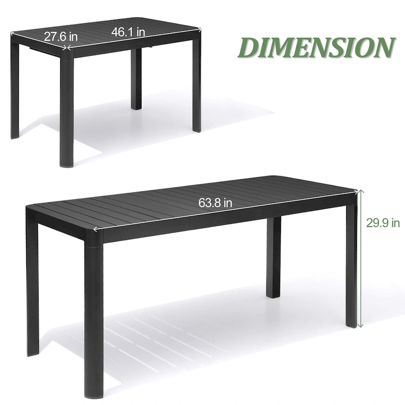 Table de salle à manger extérieure 7 pièces Table extensible en aluminium avec chaise pliante - N/A