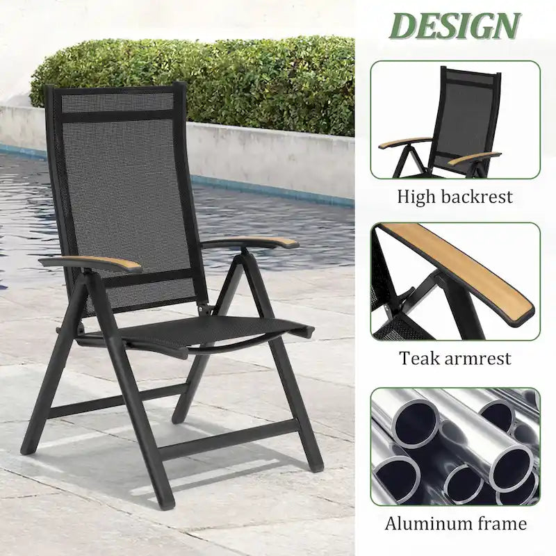 Table de salle à manger extérieure 7 pièces Table extensible en aluminium avec chaise pliante - N/A