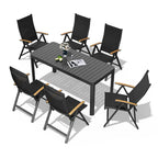 Table de salle à manger extérieure 7 pièces Table extensible en aluminium avec chaise pliante - N/A