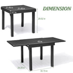 Table à manger de patio extensible 5 pièces avec chaises en rotin