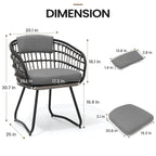 Table à manger de patio extensible 5 pièces avec chaises en rotin