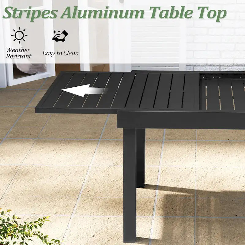 Table à manger de patio extensible 5 pièces avec chaises en rotin