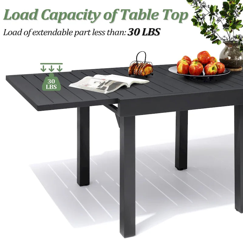 Table à manger de patio extensible 5 pièces avec chaises en rotin