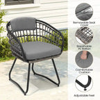 Table à manger de patio extensible 5 pièces avec chaises en rotin