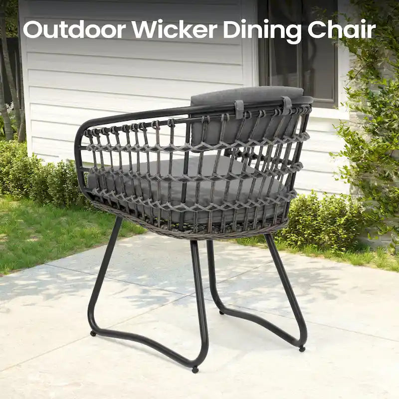 Table à manger de patio extensible 5 pièces avec chaises en rotin