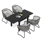Table à manger de patio extensible 5 pièces avec chaises en rotin