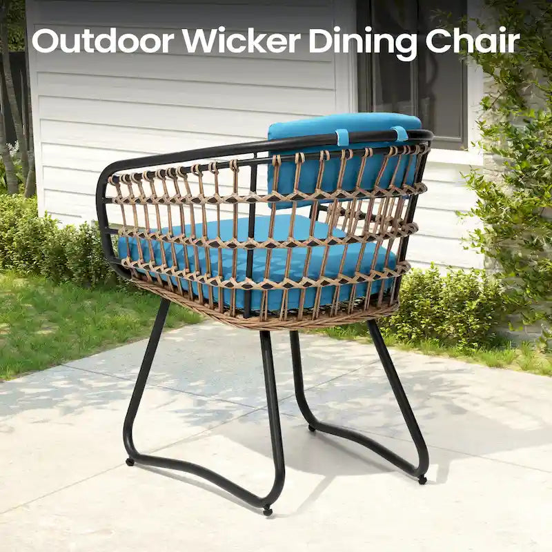 Table à manger de patio extensible 5 pièces avec chaises en rotin