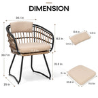 Table à manger de patio extensible 5 pièces avec chaises en rotin