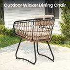 Table à manger de patio extensible 5 pièces avec chaises en rotin