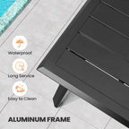 Table de salle à manger d'extérieur 7 pièces en aluminium avec trou pour parasol et chaises en rotin