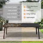 Table de salle à manger d'extérieur 7 pièces en aluminium avec trou pour parasol et chaises en rotin