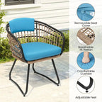 Table de salle à manger d'extérieur 7 pièces en aluminium avec trou pour parasol et chaises en rotin
