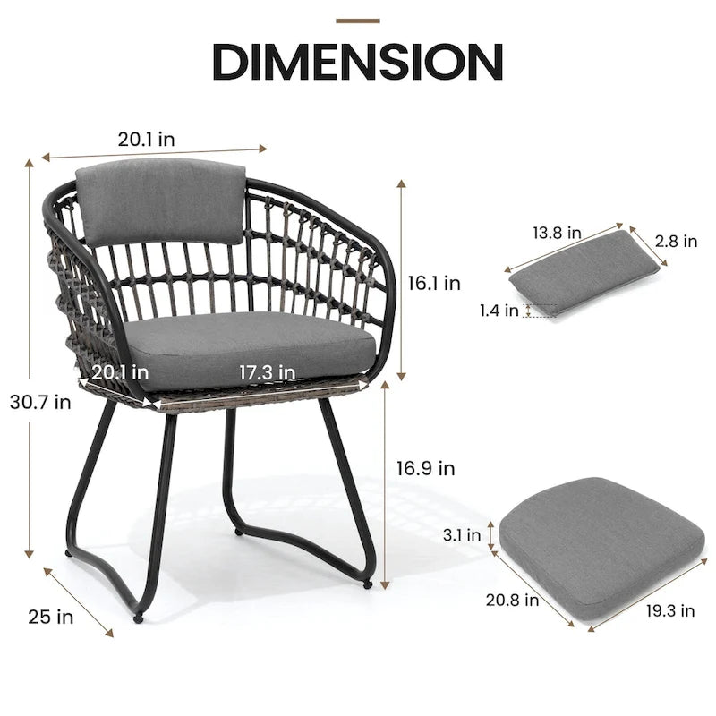 Ensemble de salle à manger d'extérieur 9 pièces avec table rectangulaire en aluminium, trou pour parasol et chaises en rotin