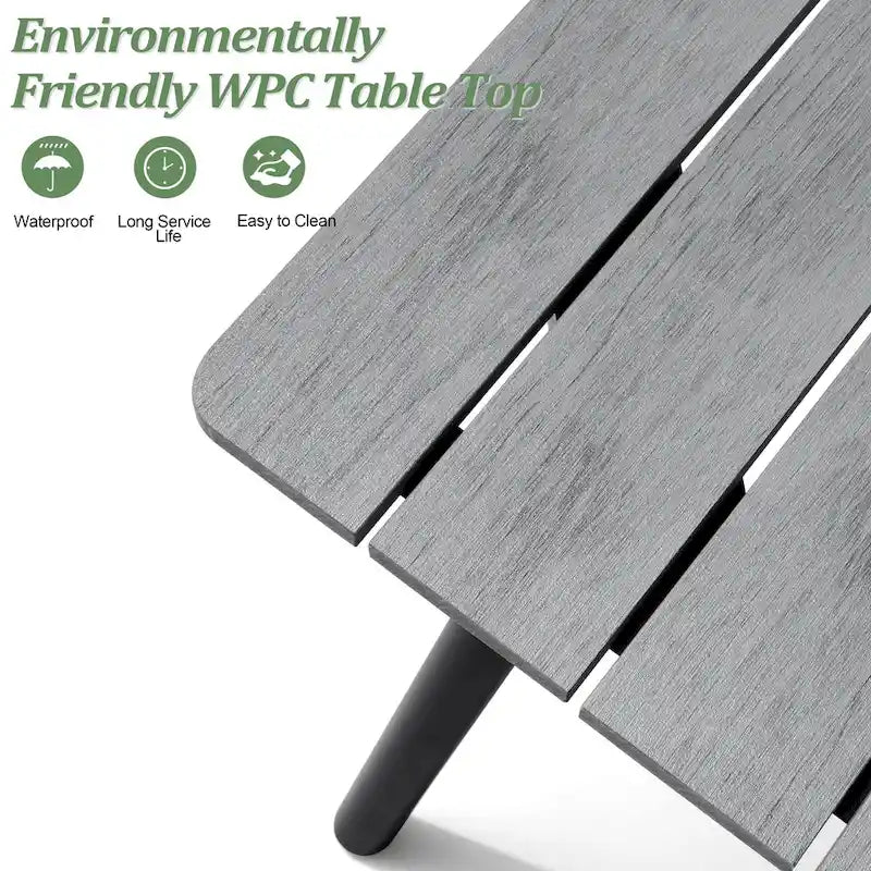 Ensemble de salle à manger d'extérieur 9 pièces avec table rectangulaire en aluminium, trou pour parasol et chaises en rotin