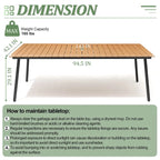 Ensemble de salle à manger d'extérieur 9 pièces avec table rectangulaire en aluminium, trou pour parasol et chaises en rotin