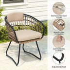 Ensemble de salle à manger d'extérieur 9 pièces avec table rectangulaire en aluminium, trou pour parasol et chaises en rotin