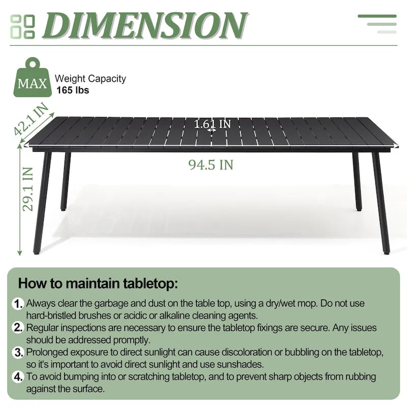 Ensemble de salle à manger d'extérieur 9 pièces avec table rectangulaire en aluminium, trou pour parasol et chaises en rotin