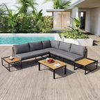 Ensemble de canapé d'extérieur 4 pièces avec coussins imperméables et conception durable en fer et bois