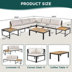 Ensemble de canapé d'extérieur 4 pièces avec coussins imperméables et conception durable en fer et bois