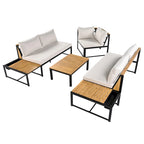 Ensemble de canapé d'extérieur 4 pièces avec coussins imperméables et conception durable en fer et bois