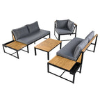 Ensemble de canapé d'extérieur 4 pièces avec coussins imperméables et conception durable en fer et bois