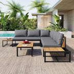 Ensemble de canapé d'extérieur 4 pièces avec coussins imperméables et conception durable en fer et bois
