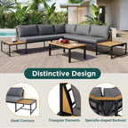 Ensemble de canapé d'extérieur 4 pièces avec coussins imperméables et conception durable en fer et bois