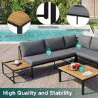 Ensemble de canapé d'extérieur 4 pièces avec coussins imperméables et conception durable en fer et bois