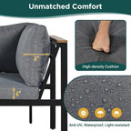 Ensemble de canapé d'extérieur 4 pièces avec coussins imperméables et conception durable en fer et bois