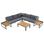 Ensemble de canapé d'extérieur 4 pièces avec coussins imperméables et conception durable en fer et bois