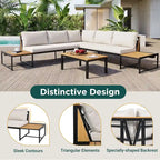 Ensemble de canapé d'extérieur 4 pièces avec coussins imperméables et conception durable en fer et bois